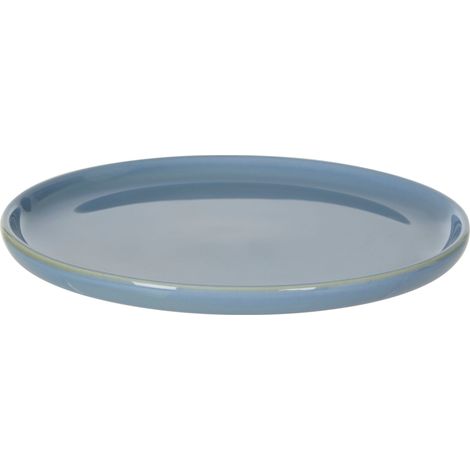 Interiors By Premier Blue Dessert Plate With Glazed Porcelain Finish,Stylish Flat-Base Plate For Dessert,Plate With Raised Edges