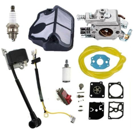 FENOPLASTICAKit de carburateur pour tronçonneuses Husqvarna 36, 41, 136, 137, 137E, 141, 142, 141LE et 142E, remplaçant les modèles WT-834, WT-657, WT-285, WT-239 et C1Q-W29E, avec filtre à air. (1/4)