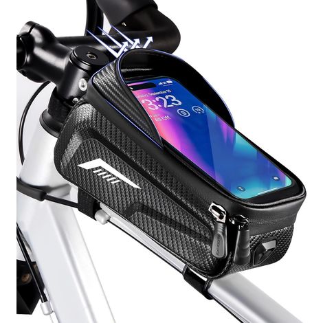 Sacoche Velo Étanche, Grande Capacité Sacoche de Cadre Vélo, Sacoche VTT Vélo avec Visière Solaire 3D et Ecran Tactile TPU, pour Smartphone sous 6,8 Pouces, pour VTT Vélo de Course (1/5)