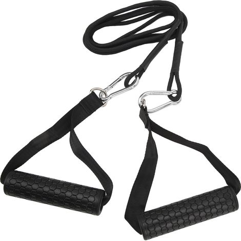 Corde à triceps pour machine à câbles de musculation, accessoire pour appareil de musculation : sangle longue pour triceps avec 2 poignées pour des exercices variés. (1/5)