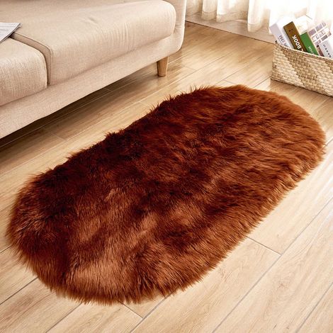 Tapis Faux Peau De Mouton - 40x60 cm - Pour Chambre Salon Fauteuil Siège Voiture Bureau - Tapis Décoratif Chaud Et Doux - 1 Pièce (1/3)