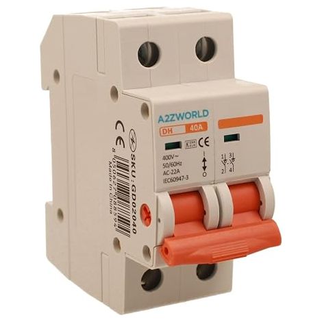 2P 240 VAC, 25 A, 40 A, 63 A, DIN Rail Mount, Occupy 2 Modules (40 A), Circuit Breaker (1/4)