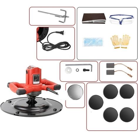 Polisseuse Ponceuse Handheld Dry Wall Plâtre Truelle Grinder Papier de verre Polisseuses électriques Mélangeur Ciment Mortier Mur Plâtrage Machine avec lumière LED(Set C) (1/5)