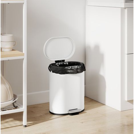 Poubelle à pédale 12 L avec couvercle, seau intérieur amovible, fermeture douce, blanc DESVIAE (1/5)
