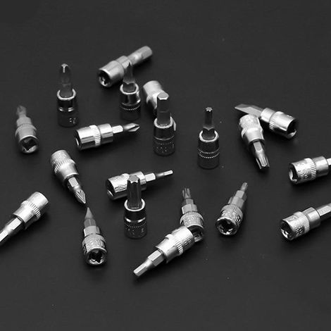 Kit d'outils de réparation industrielle 46 pièces, comprenant une clé à cliquet 1/4 po, des douilles, des porte-embouts et un assortiment de tournevis (noir). (1/5)