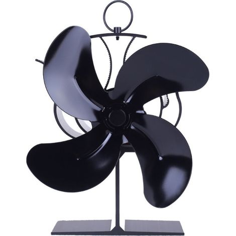 Ventilador para chimenea, estufa de leña, ventilador para chimenea con suministro de calor de 4 aspas, distribución de calor para la estufa de leña. (1/5)