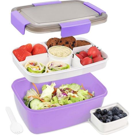 Lunchbox Erwachsene 2000ml auslaufsicher Bento Fächer 2000ml-lila (1/5)