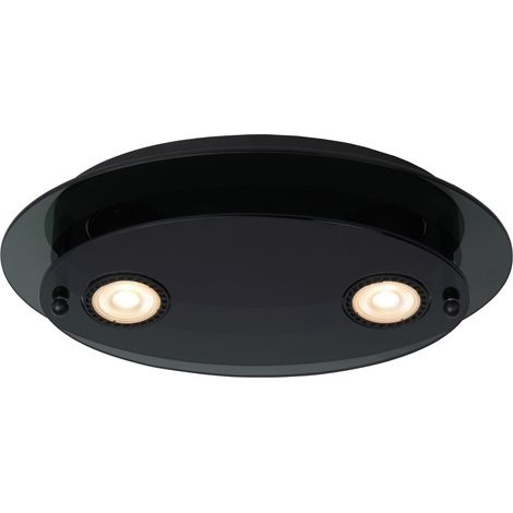 Plafonnier ovale noir verre 30 cm 2xGU10 Lucide OKNO (1/2)