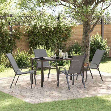 Garten Essgruppe 5 pcs Grau und Schwarz (1/5)