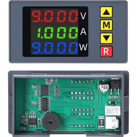 SJLERST BM730 3 en 1 Voltmètre, Courant, Puissance, Voltmètre numérique 4 chiffres avec buzzer, Affichage de la tension et du courant, Réglage fin (1/5)