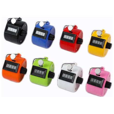 Sollbry Lot de 8 compteurs manuels mécaniques à 4 chiffres - Compteur clicker - Podomètre coloré - Pour le tricot, l'école, l'entraînement (1/5)