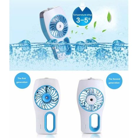 Tragbarer Ventilator, Sprühventilator, USB-Sprühventilator, 3 Geschwindigkeitsstufen, Mini-Tischventilator, 2200-mAh-Akku, persönlicher Luftbefeuchter, leiser Ventilator (1/4)
