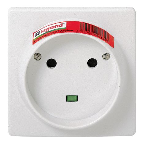 Legrand – Prise de courant encastrée 2P+T 32A – Éclips de protection enfants – Installation encastrée ou saillie – Blanc – Pour espaces confinés