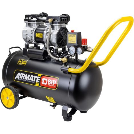 SIP AIRMATE 110V 50L 2hp Low Noise Oil-Free Direct Drive Compressor - L38 x W81 x H66 cm