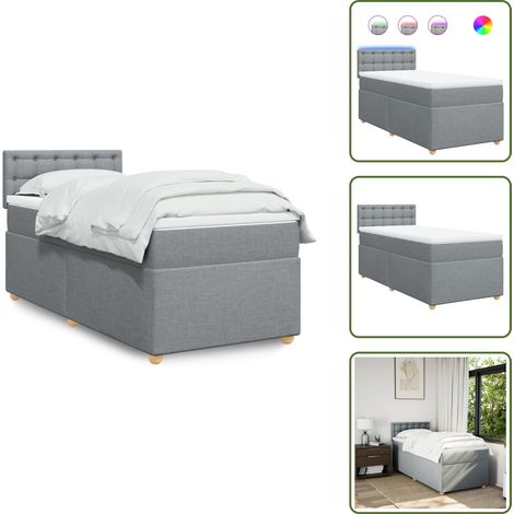 Boxspringbett mit Matratze Hellgrau 90x200 cm Stoff - Boxspringbett - Boxspringbetten - Bett - Bettgestell (1/5)