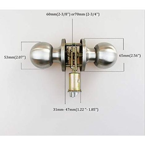 Lot de 2 verrous de porte en acier inoxydable, sans clé, boutons de porte intérieure, chambre, cuisine, salle de bain, buanderie (1/3)