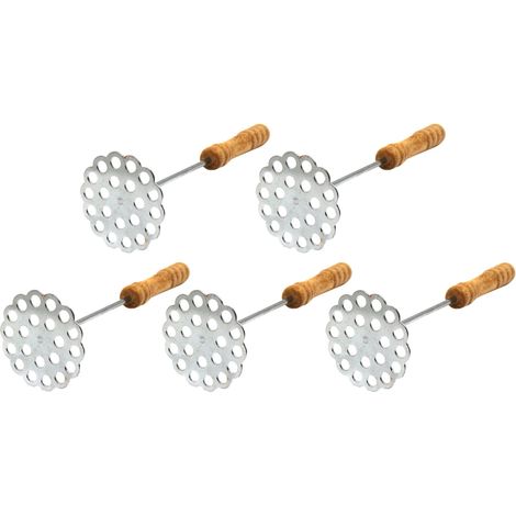 Presse-purée manuel portable en acier inoxydable avec manche en bois (lot de 5), outil de cuisine