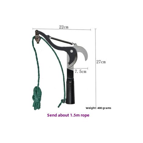 Tijeras de podar de largo alcance con cuchilla para cuerda, recolector de fruta, tijeras de ramas, para poda alta (negras)
