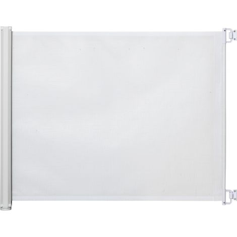 Barrière de sécurité rétractable blanche pour bébés et animaux enroulement auto PVC 115x82,5 cm pour escalier et porte (1/5)