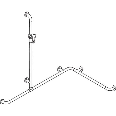HEWI 801.35B300 92 Poignée pour receveur de douche avec plaque de montage en acier inoxydable, mat (1/2)