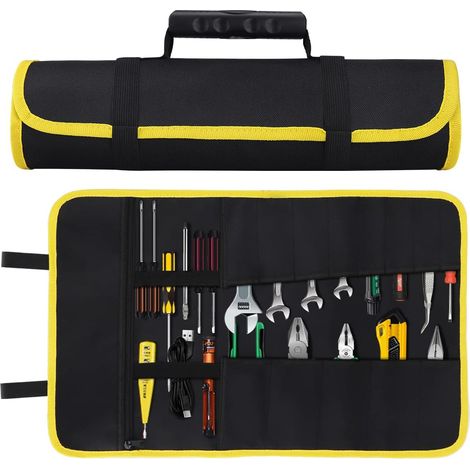 CCYKXASac à Outils, Sacs Porte Outils avec Poches Zippées, Sac à Outils Portable 600D Oxford Robuste, Outil Roll Auto Organizer Tool pour Electricien (1/5)