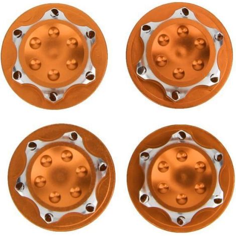 4pcs 17mm alliage d'aluminium anti-poussière moyeu écrou accessoire de roue pour 1-8 modèle de voiture RC (orange) (1/4)