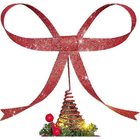 Paillettes métal nœud décoratif cime de sapin grand champagne/doré/argenté/rouge nœud décoratif sapin de Noël décoration pour les fêtes de fin d'année Shop bureau décoration intérieure,A (1/5)