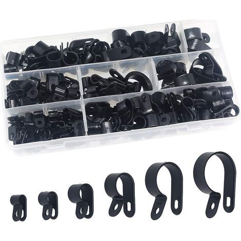 200-piece nylon plastic clips - Fasteners for conduits, cables, sheaths and ducts Ø 5/6/10/13/19/23mm (1/4)