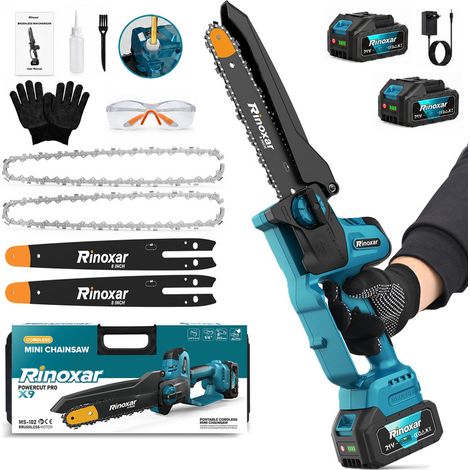 Motosega mini senza fili 8 pollici 1300W - Motore brushless - Pompa olio auto - Batteria 20V/8000mAh - Giardinaggio/fai da te (1/5)