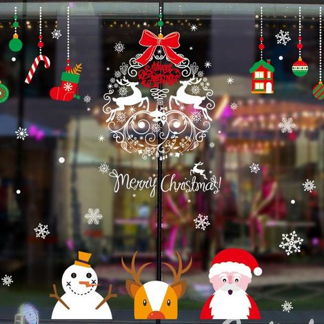 Autocollants muraux sapin de Noël enneigé pour fenêtre ou porte vitrée - Décoration intérieure (1/4)