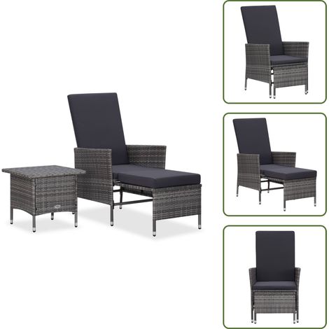 Salon de jardin 2 pcs avec coussins Résine tressée Gris - Meubles De Jardin - Salon De Jardin - Mobilier Extérieur - Chaise Lounge - Set De Jardin (1/5)