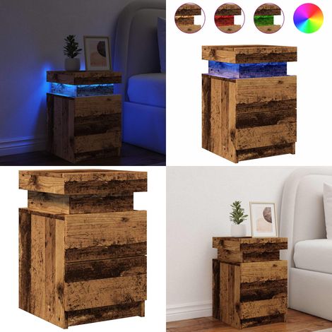 vidaXL LED-Nachttisch Altholz-Optik 35x39x55 cm Holzwerkstoff (1/5)