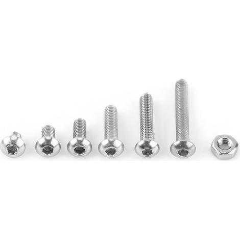 230 vis, boulons et écrous à tête cylindrique hexagonale creuse M3 en acier inoxydable SS304, avec boîte (1/5)