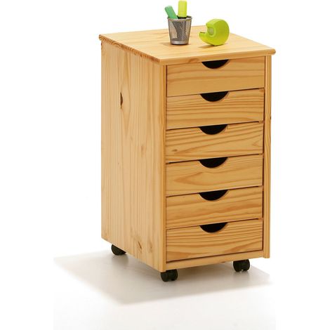 Nilar Kommode Rollcontainer, 6 Schubladen, natur.