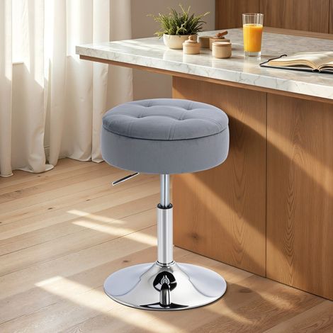 Sgabello da bar girevole con contenitore, altezza regolabile 49-65 cm, grigio OKMYHOME (1/5)