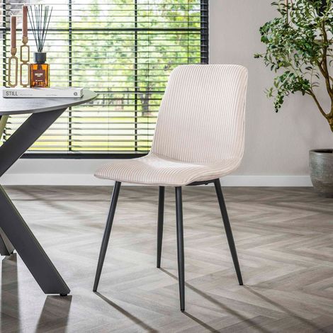 Lot de 4 chaises moderne en velours côtelé gris clair KRISTA (1/4)