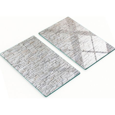 Tablas de cortar decorativas de vidrio templado con dise帽o de pared de piedra, 2x30x52 cm.