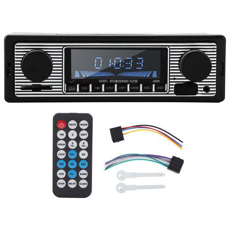 Autoradio mit Bluetooth, MP3-Player, Stereo-HiFi-Stereoanlage, USB-, SD-, AUX- und FM-Anschlüssen, kompaktes Vintage-Design (1/5)