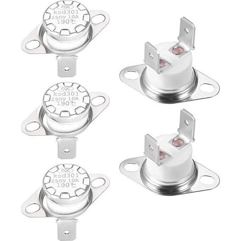 Thermostat KSD301 - Lot de 5 - 190 °C normalement fermé - Interrupteur thermique à disque - Pour M (1/4)