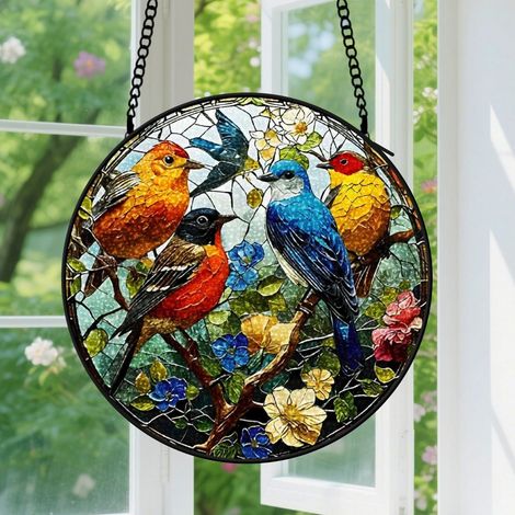 Capteur de Soleil en Vitrail  Décoration Spirituelle pour Maison 15cm (1/4)