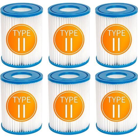 Cartouches Filtrantes de Rcompatibles avec Best-Way Type II 58094 Le Filtre de Piscine Gonflable, Compatible avec Lay-Z Spa Le Filtre de Bain à Remous, Dimensions 4,2" x 5,4, Lot de 6 (1/5)