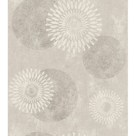 Rasch Vliestapete 651713 Kreise grau-beige 10,05 x 0,53 m Vliestapeten