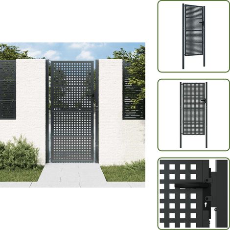 Portail de jardin anthracite 105x250 cm acier - Portail De Jardin - Portail En Acier - Clôture - Porte D'entrée - Porte Extérieure