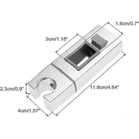 Support coulissant pour pommeau de douche sur barre rectangulaire 18 x 30 mm - Support réglable en ABS chromé, installation sans perçage (1/4)