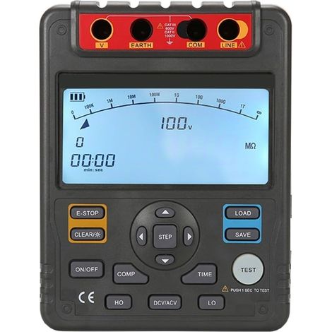 Testeur de résistance numérique, Testeur de résistance d'isolation 1000V, Plage Automatique, mégohmmètre numérique, Stockage de données, Indice de polarisation, rétro-éclairage LCD
