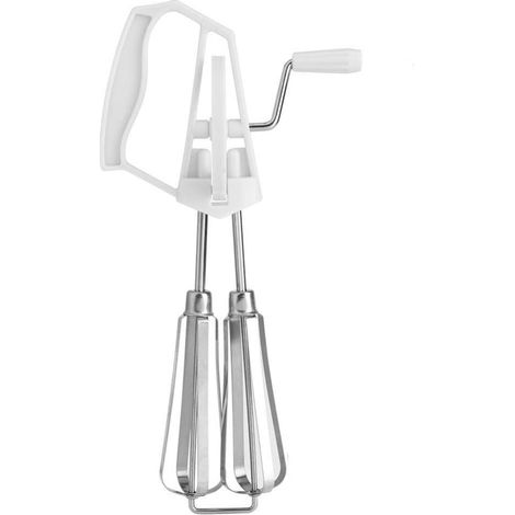 Frusta per uova in acciaio inox, frusta portatile, utensile da cucina (bianca) (1/5)