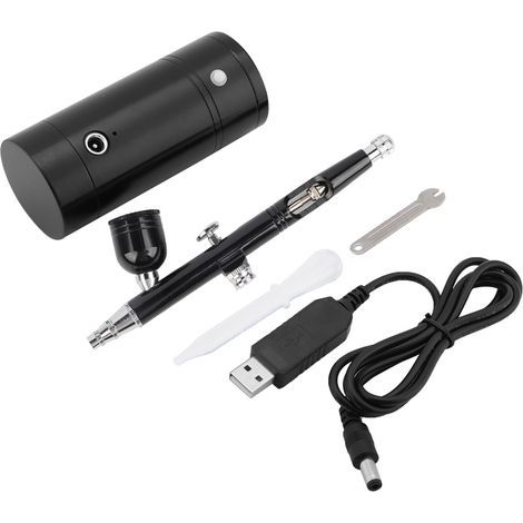 Mini compresseur d'air noir 0.3mm, ensemble d'aérographe, capacité 7CC, alimenté par USB, 8.4V (1/5)