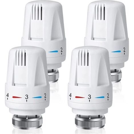 Lot De 4 Vanne Thermostatique Radiateur, CJBIN Tête Thermostatique Radiateur M30 x 1,5, Robinet Thermostatique Radiateur pour La Maison Et Le Bureau, Remplacement de Thermostat de Radiateu (1/4)
