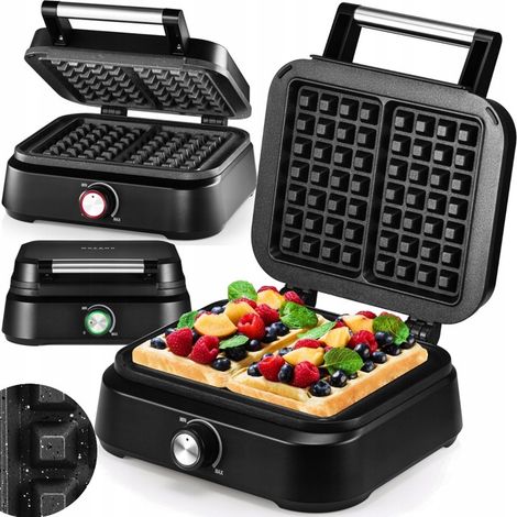 Großes Mozano Smart Waffeleisen, 2200 W, Schwarz, 2 große, leckere Waffeln