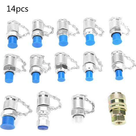 14 pièces Kit d'Adaptateurs de Test de Pression Hydraulique pour Systèmes Hydrauliques (1/5)